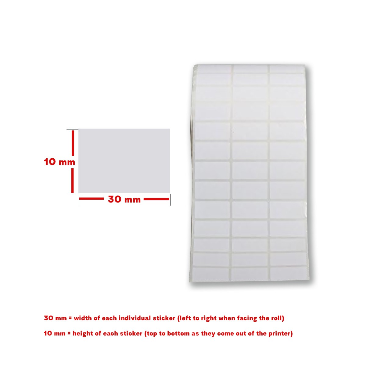 White Direct Thermal Sticker Label Roll(4000PCS) Size: 30 x 10 mm