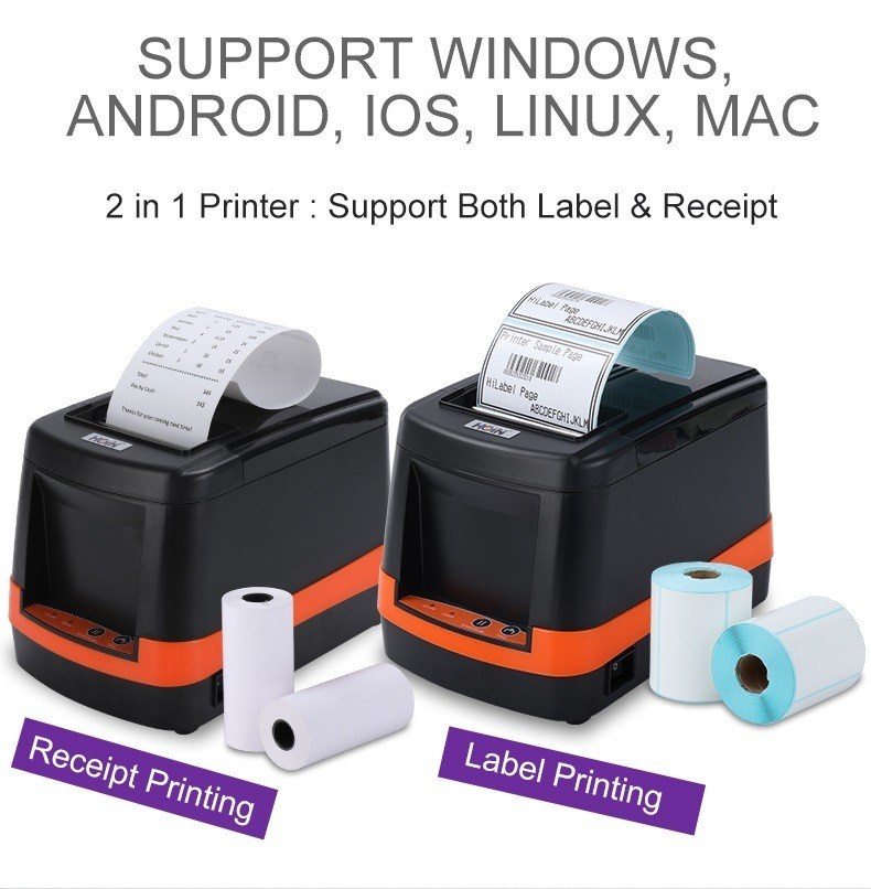 Hoin All in One Printer  Barcode Label + POS Receipt  (USB + Bluetooth)