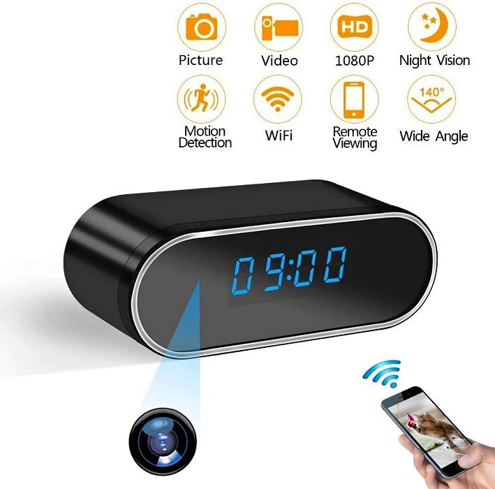 Wifi Table Clock Night Vision Camera